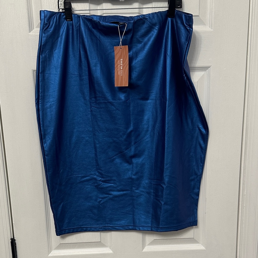 SHEIN Shimmering Blue Pencil Skirt
